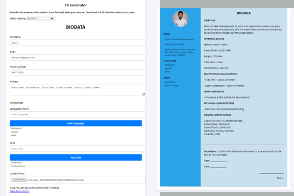 Online CV Maker